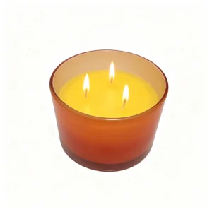 3-wick lemon-scented candle in amber glass jar