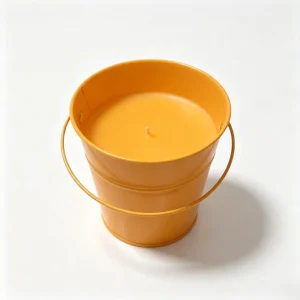 outdoor citronella candle in metal bucket